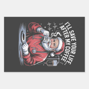 Ich rette Ihr Leben nach meinem Kaffee-Weihnachtsm Geschenkpapier Set