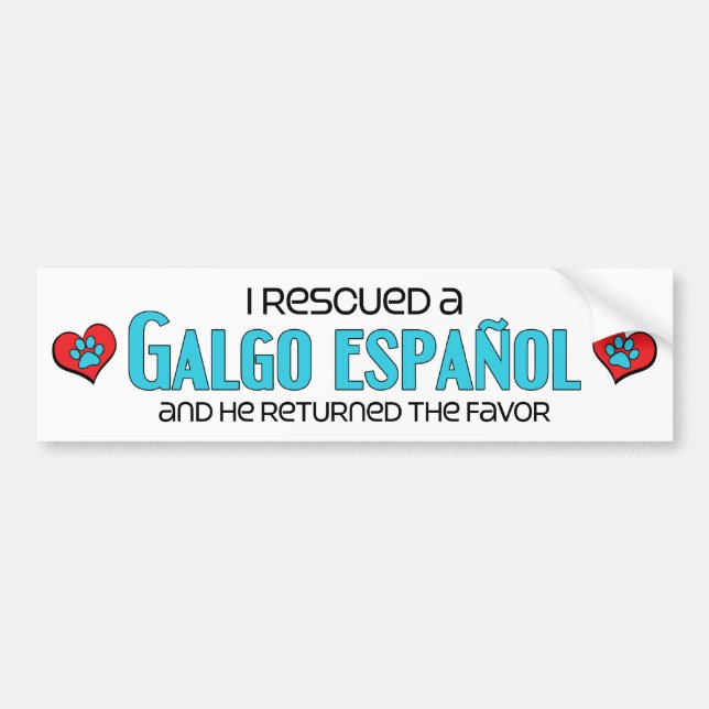 Ich rettete ein Galgo Español (männlicher Hund) Autoaufkleber (Vorne)