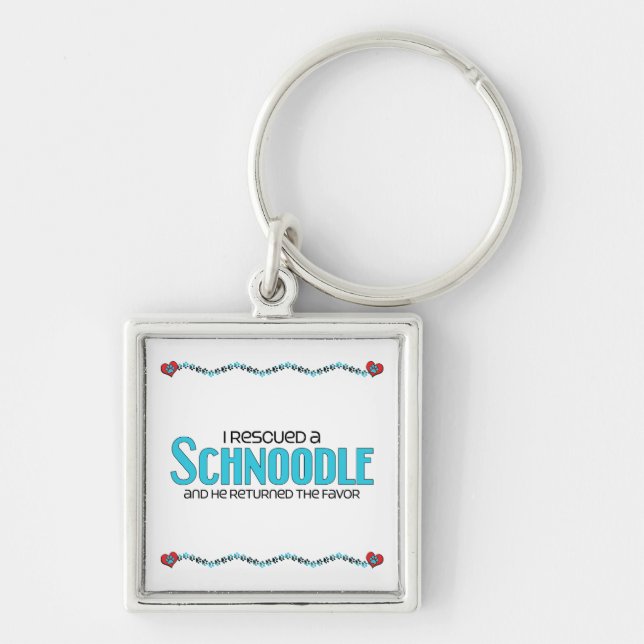 Ich rettete einen Schnoodle (Mann) Schlüsselanhänger (Vorne)