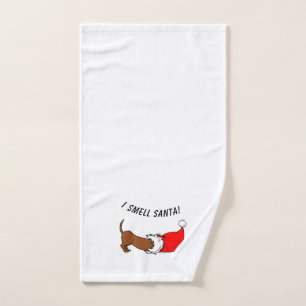 Ich rieche den Weihnachtsmann! Dachshund Cartoon Handtuch