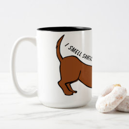 Ich rieche den Weihnachtsmann! Dackel Cartoon Tass Zweifarbige Tasse