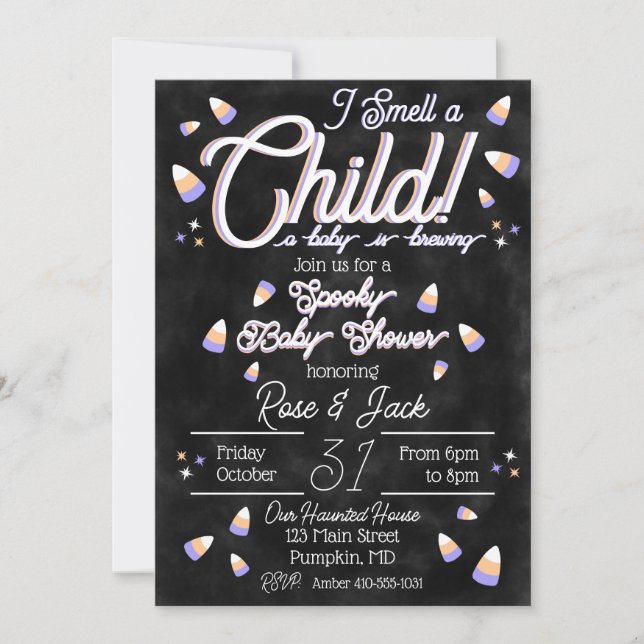 Ich rieche ein Kind Einladung (Vorderseite)