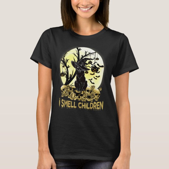 Ich rieche Kinder Halloween Kostüm Schwarze Katze  T-Shirt (Vorderseite)
