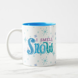 Ich rieche Schnee-Retro Zweifarbige Tasse