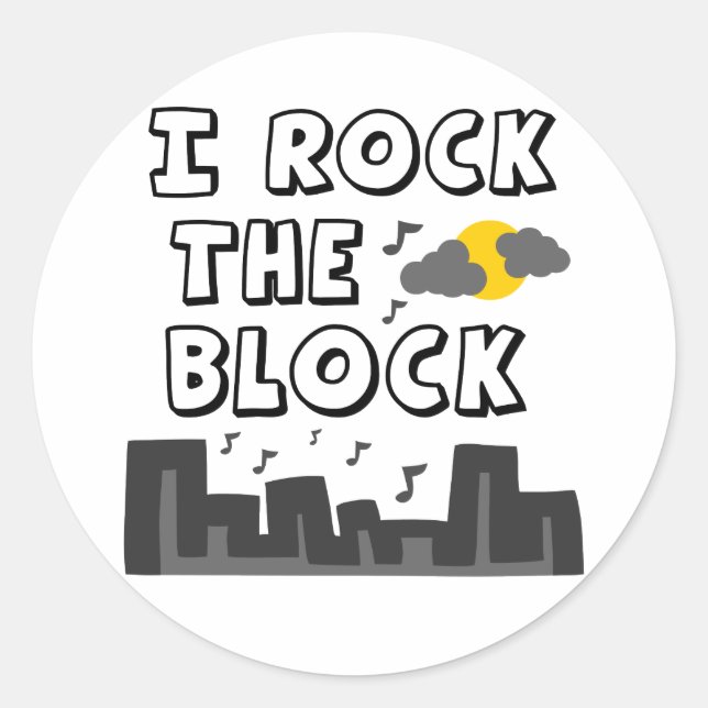 Ich rocke den Block Runder Aufkleber (Vorderseite)