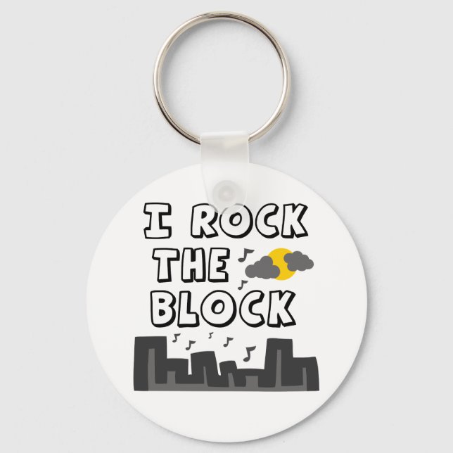 Ich rocke den Block Schlüsselanhänger (Vorderseite)
