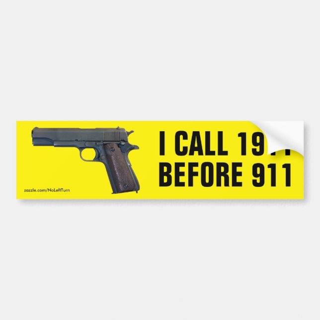 Ich rufe 1911 vor dem Autoaufkleber 911 an (Vorne)