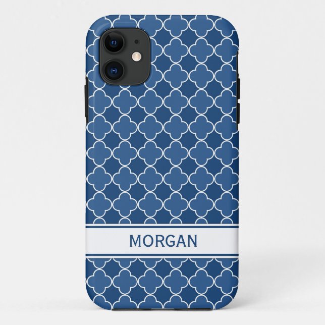 ich rufe 5 individueller Name blaues Quatrefoil Case-Mate iPhone Hülle (Rückseite)