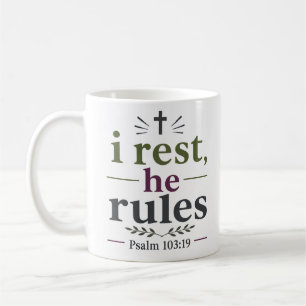 Ich ruhe, Er regiert Christlicher Schriftzug Kaffeetasse