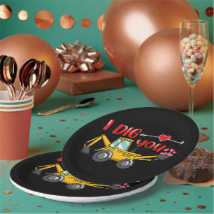 Ich sage dir Backhoe Valentine Pappteller