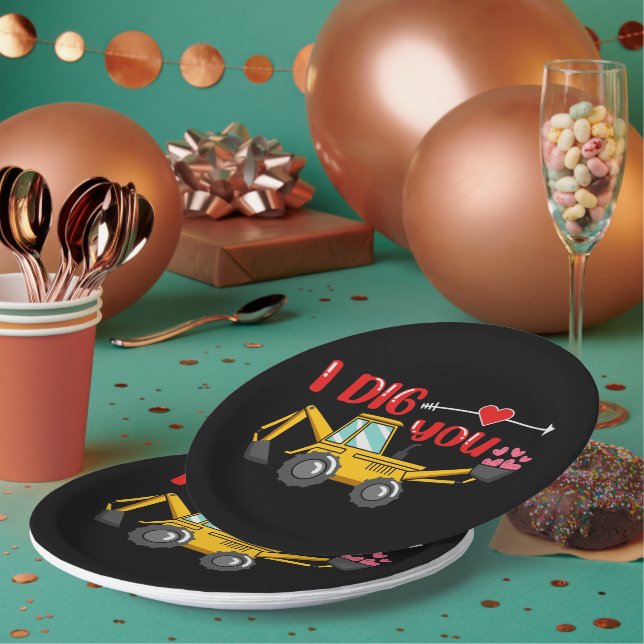 Ich sage dir Backhoe Valentine Pappteller (Multi)