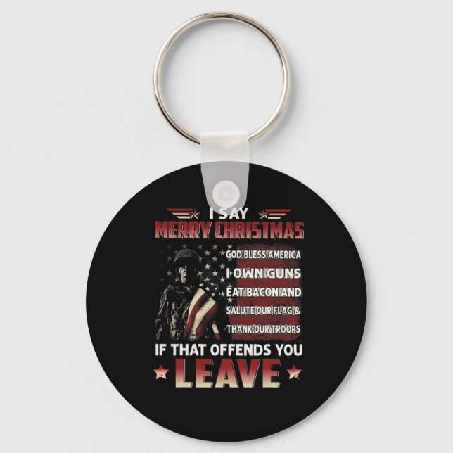 Ich sage frohe Weihnachten Gott segne Amerika ich  Schlüsselanhänger (Vorderseite)
