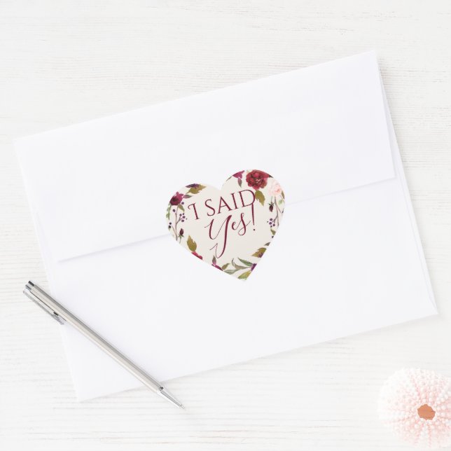 Ich sagte ja! Burgundy Floral Stickers (Umschlag)
