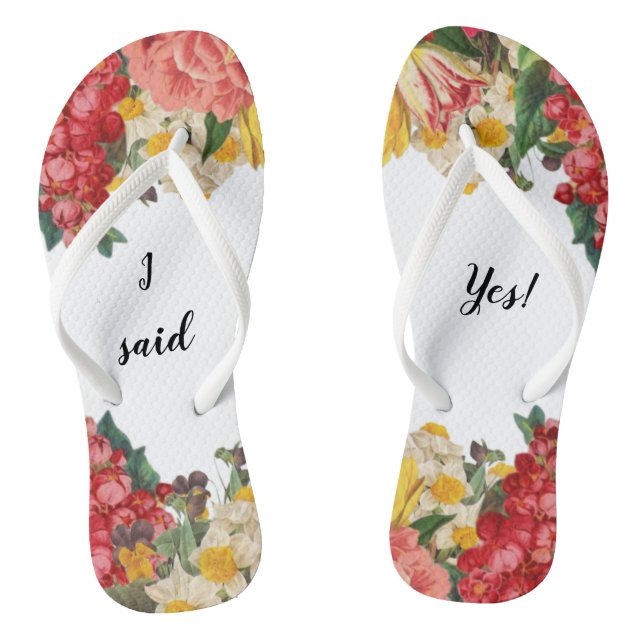 Ich sagte ja! Flip Flops mit bemaltem Blumendesign (Fußbett)