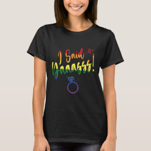 Ich sagte ja Gay Lgbtq Pride Rainbow Groom Bachelo T-Shirt