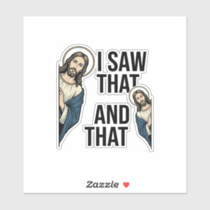 Ich sah, dass lustiger Jesus spähender Vintage-Shi Aufkleber