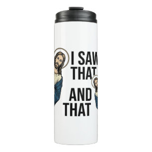 Ich sah, dass lustiger Jesus spähender Vintage-Shi Thermosbecher