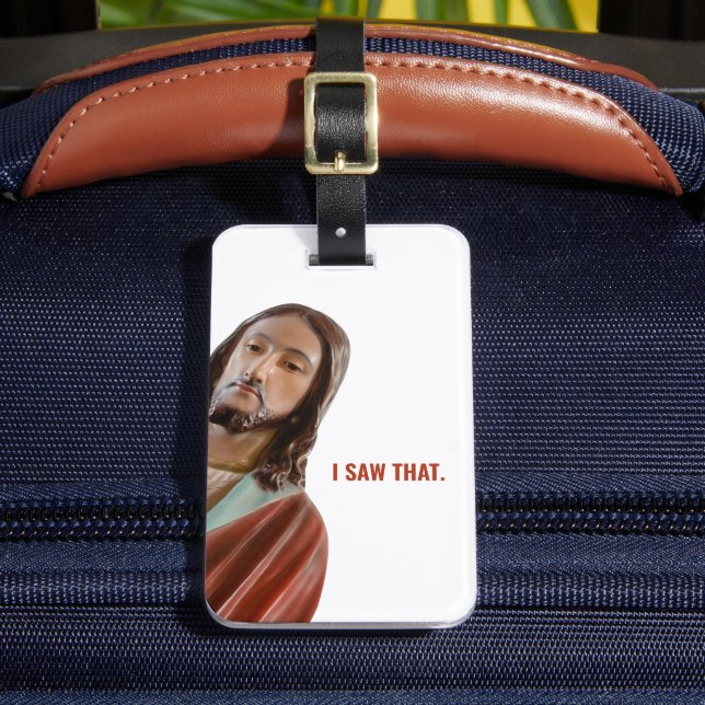 Ich sah diesen lustigen Jesus auf weißem Hintergru Gepäckanhänger (Vorderseite Insitu 2)