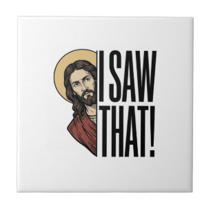 Ich sah dieses lustige religiöse Peek-Grafikdesign Fliese