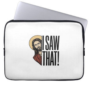 Ich sah dieses lustige religiöse Peek-Grafikdesign Laptopschutzhülle