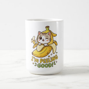 Ich schäle gut - Lustiger Kawaii-Bananen-Katzen-Wo Kaffeetasse