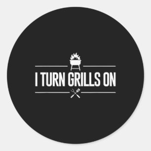 Ich schalte Gitter auf Grillen Grillen Master Barb Runder Aufkleber