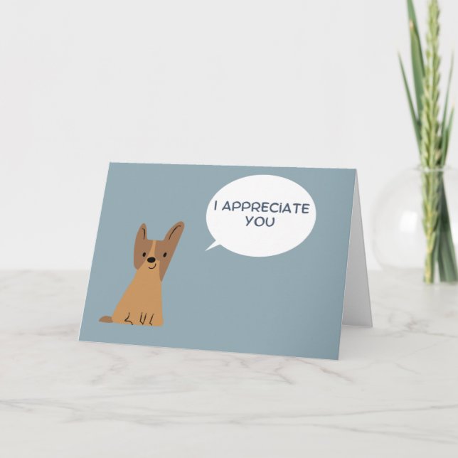 Ich schätze Ihre Dog Card Dankeskarte (Vorderseite)