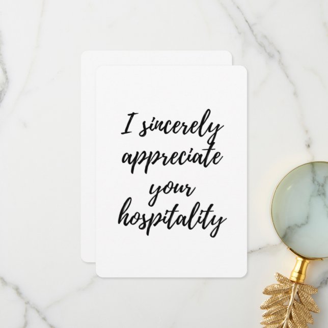 Ich schätze Ihre Gastfreundschaft Dankeskarte (Vorderseite/Rückseite Beispiel)