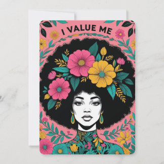 Ich schätze meine afro-florale Empowerment-Kunstde Feiertagskarte