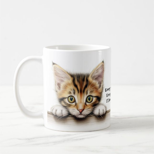 Ich schaue dir die lustige Katze an Kaffeetasse (Links)