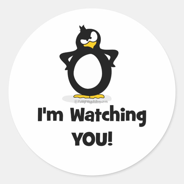 Ich schaue dir Pinguin zu Runder Aufkleber (Vorderseite)