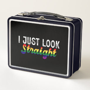 Ich schaue einfach geradeaus LGBT Regenbogen-Stolz Metall Brotdose