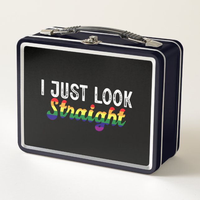 Ich schaue nur den Monat des LGBT-Regenbogenmonats Metall Brotdose (Vorderseite)