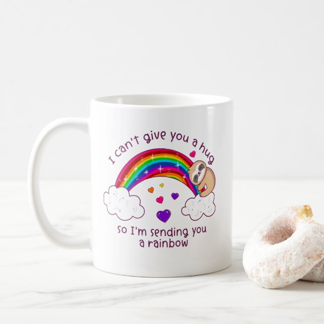Ich schicke dir einen Sloth Hug Regenbogen Kaffeetasse (Mit Donut)