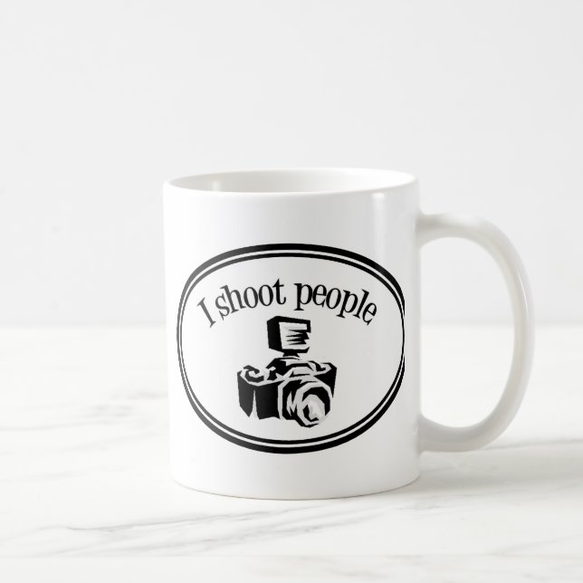 Ich schieße Kamera B&W des Leute-die Retro Kaffeetasse (Rechts)