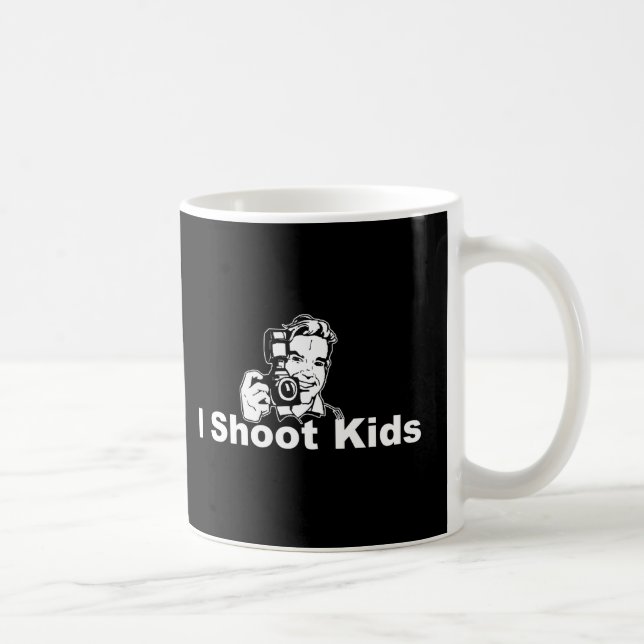 Ich schieße Kinderschwarzes Kaffeetasse (Rechts)