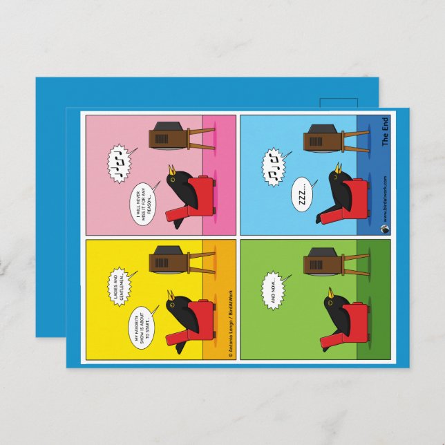 Ich schlafe nie Comic Postkarte (Vorne/Hinten)