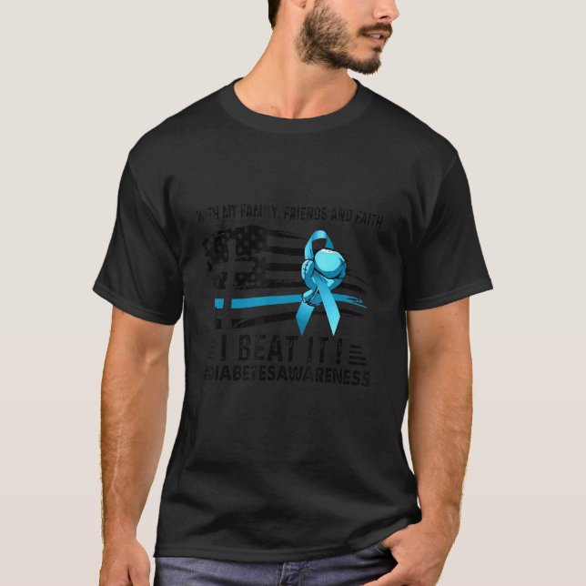 Ich schlage es Diabetes Bewusstsein der USA Fahne  T-Shirt (Vorderseite)
