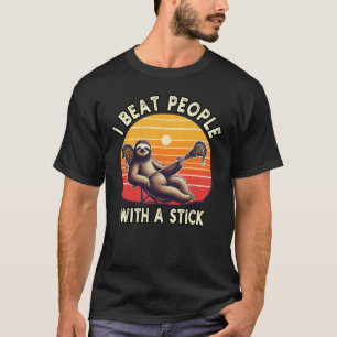Ich schlage Leute mit einem schwarzen Lacrosse-Fau T-Shirt