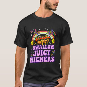 Ich schlucke saftige Wiener lustige unangebrachte T-Shirt