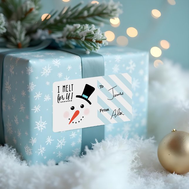 Ich schmelze für dich | Frosty Jolly Snowman Chris Adressaufkleber (I melt for You | Frosty Jolly Snowman Christmas Label)