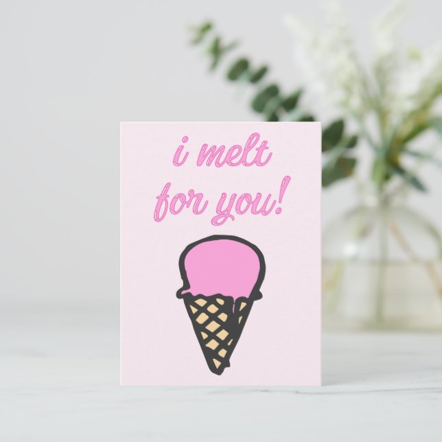 Ich schmelze für dich - Romantische Eiscreme Postkarte (Stehend Vorderseite)