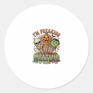 Ich schmelze total Halloween Eis Schädelförmige Pu Runder Aufkleber