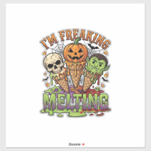 Ich schmelze verrücktes Halloween-Eiscreme-Schädel Aufkleber