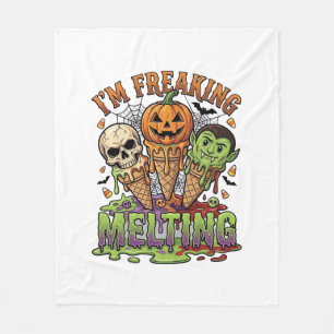 Ich schmelze verrücktes Halloween-Eiscreme-Schädel Fleecedecke