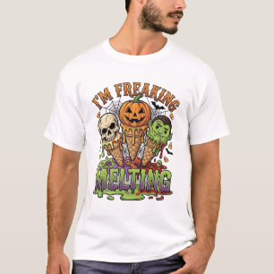 Ich schmelze verrücktes Halloween-Eiscreme-Schädel T-Shirt