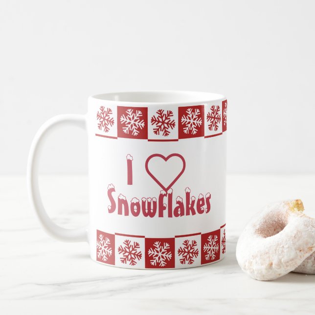 Ich ❤️ Schneeflocken Kaffeetasse (Mit Donut)