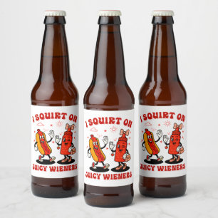 Ich schneide auf saftigen Dackeln Erwachsenen Humo Bierflaschenetikett