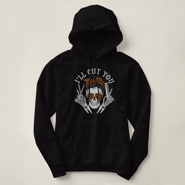 Ich schneide dich ab - Friseur-Haarschnitt Hoodie (Design vorne)
