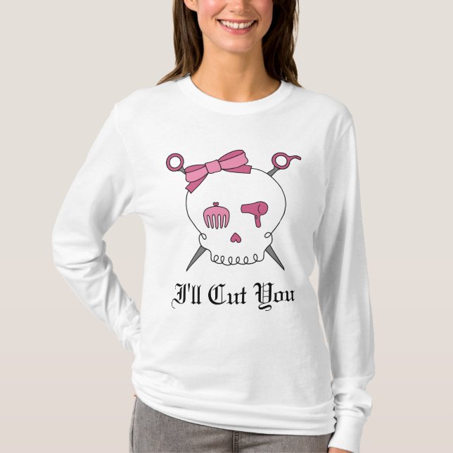 Ich schneide Sie Haar-Schädel u. Scissor gekreuzte T-Shirt (Vorderseite)
